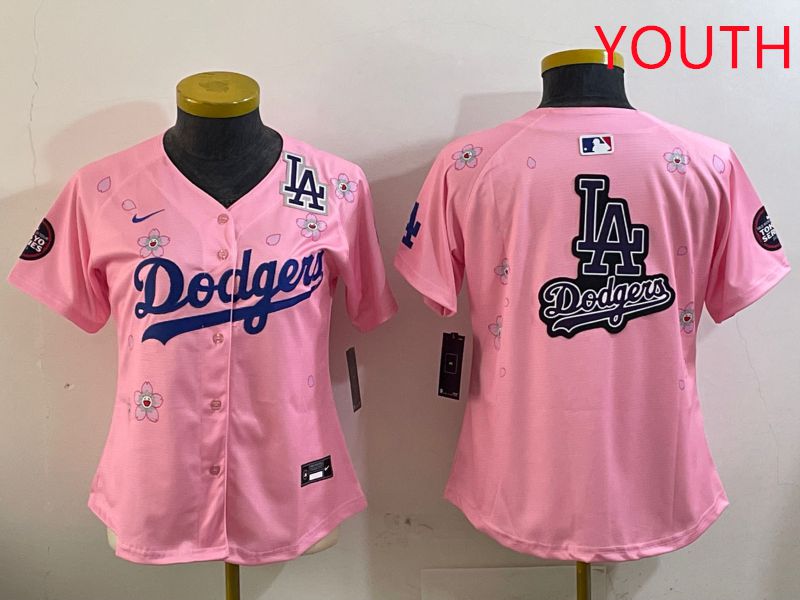 Youth Los Angeles Dodgers Blank Pink Sakura Edition 2025 Nike MLB Jersey style 21